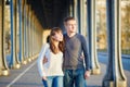 Couple in Paris on the Bir Hakeim bridge Royalty Free Stock Photo