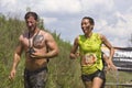 Couple of participants at an Italian Mud Run Royalty Free Stock Photo