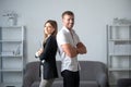 Couple partnership in business. Young man and woman business couple. Successful business team Royalty Free Stock Photo