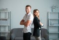Couple partnership in business. Young man and woman business couple. Successful business team