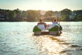 The couple on the pedal boat