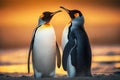 Couple of penguins created by generative AI. Royalty Free Stock Photo