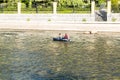 Couple of people floating the Truckee River in summer Royalty Free Stock Photo