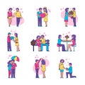 Couple people in love vector illustration isolated set in white.