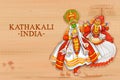 couple performing Kathakali dance traditional folk dance of Kerla, India Royalty Free Stock Photo