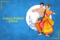 couple performing Kuchipudi dance traditional folk dance of Andhra Pradesh, India