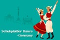 Couple performing Schuhplattler dance of Germany