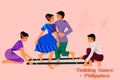 Couple performing Tinikling dance of Philippines