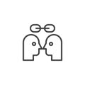 Couple person heads and chain outline icon