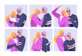 Couple Photo Set in Different Positions Vector