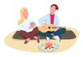 Couple picnic on beach flat color vector faceless characters Royalty Free Stock Photo