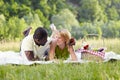 Couple picnicking in park