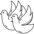 Couple Pigeon Icon. Doddle Hand Drawn or Black Outline icon Style. Vector Icon