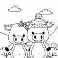 Couple of pigs cartoons design