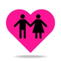 couple in pink heart shape with shadow Royalty Free Stock Photo