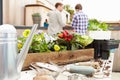 Couple Planting Rooftop Garden Together Royalty Free Stock Photo