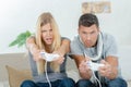 Couple playing computer game Royalty Free Stock Photo
