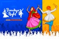 Couple playing Dandiya in disco Garba Night poster for Navratri Dussehra festival of India Royalty Free Stock Photo