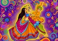 Couple playing Garba in Dandiya Night Navratri Dussehra festival