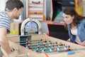 couple playing table football Royalty Free Stock Photo