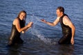 Couple playing water Royalty Free Stock Photo