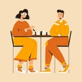 Couple plays chess.