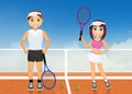 Couple plays tennis