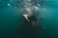 Couple plays underwater Royalty Free Stock Photo