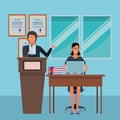 Couple in a podium and office desk