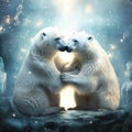 Couple of polar bears in love Royalty Free Stock Photo