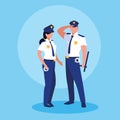 couple of polices officers avatar character Royalty Free Stock Photo