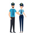 Couple polices officers avatars characters Royalty Free Stock Photo