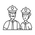 Couple polices officers avatars characters Royalty Free Stock Photo