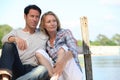 Couple on a pontoon Royalty Free Stock Photo