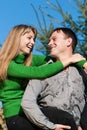 Couple portrait smiling outdoors Royalty Free Stock Photo