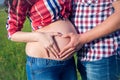 Couple posing a heart with their fingers Royalty Free Stock Photo