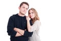 Couple posing and smiling as being happy Royalty Free Stock Photo