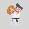 Couple practicing karate 3D