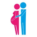 Couple pregnancy hugging pictogram image