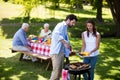 Couple preparing barbeque