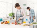 Couple preparing lunch together at home Royalty Free Stock Photo