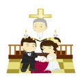Couple with priest marry in church,Bride and Groom attend the ceremony to wedding,Priest make wedding ceremony