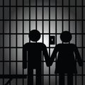 Couple in prision art illustration