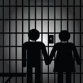 Couple in prision art illustration Royalty Free Stock Photo