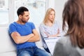 Couple with problem at family psychologist office Royalty Free Stock Photo