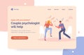Couple psychologist help for arguing couples and family quarrels in stress. Professional therapist landing page first screen