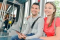 couple on public transport Royalty Free Stock Photo