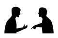 Silhouette of two men angry and shouting face to face