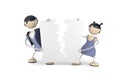 Couple quarrel, tear paper Royalty Free Stock Photo