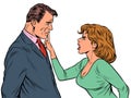 Couple quarreling, woman and man. Husband and wife scandal